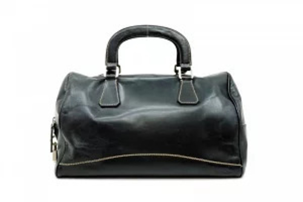 Prada Boston Tote Key Clochette Padlock Stitched Leather Black